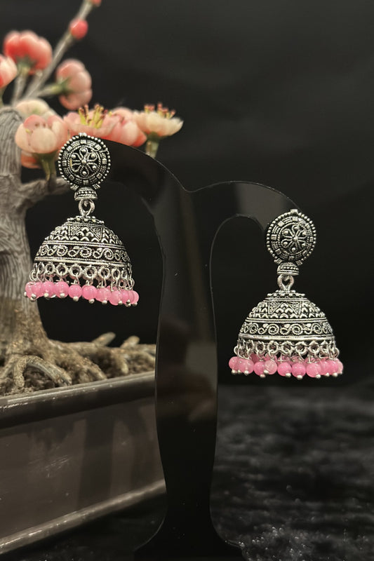 Light Pink Beads Jhumkas