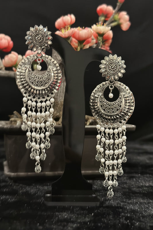 Oxidized Pearl drop earrings