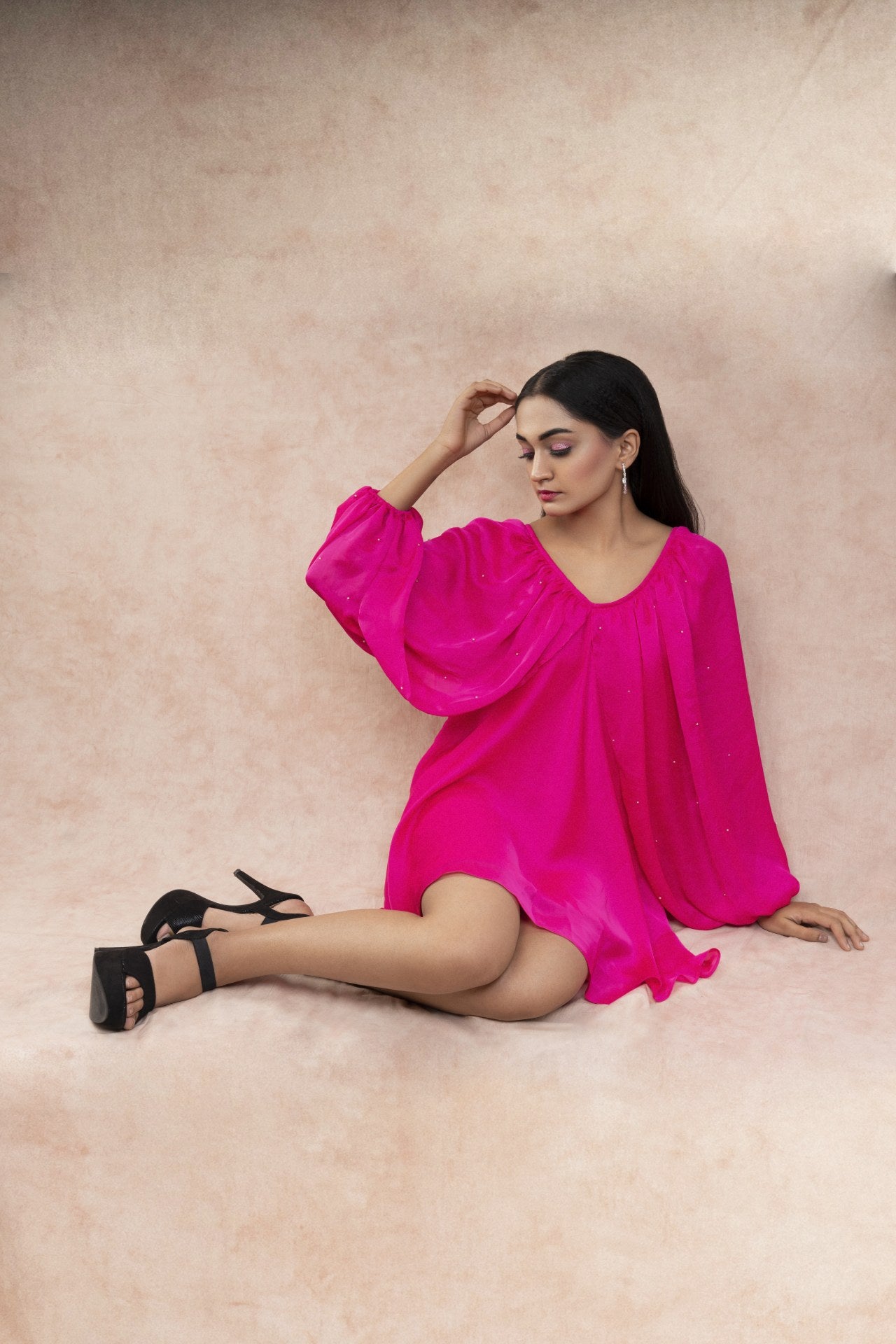Hot Pink Silk Sitara Dress